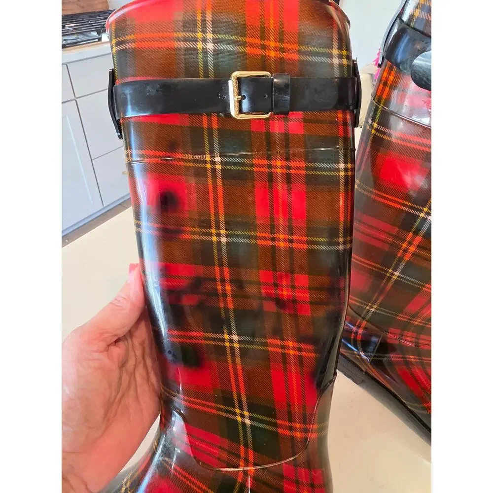 Ralph Lauren Rossalyn II rain boots / Red Tartan Plaid/ size 7